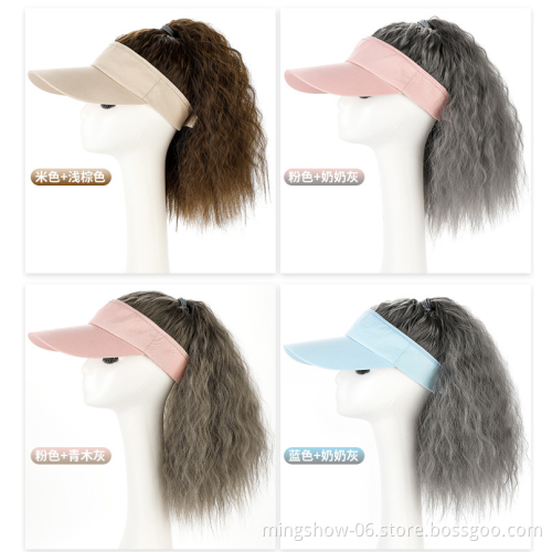 wholesale Baseball Cap with Synthetic Natural Wavy Hair Extensions Women Wig Adjustable Hats women wig baseball hat